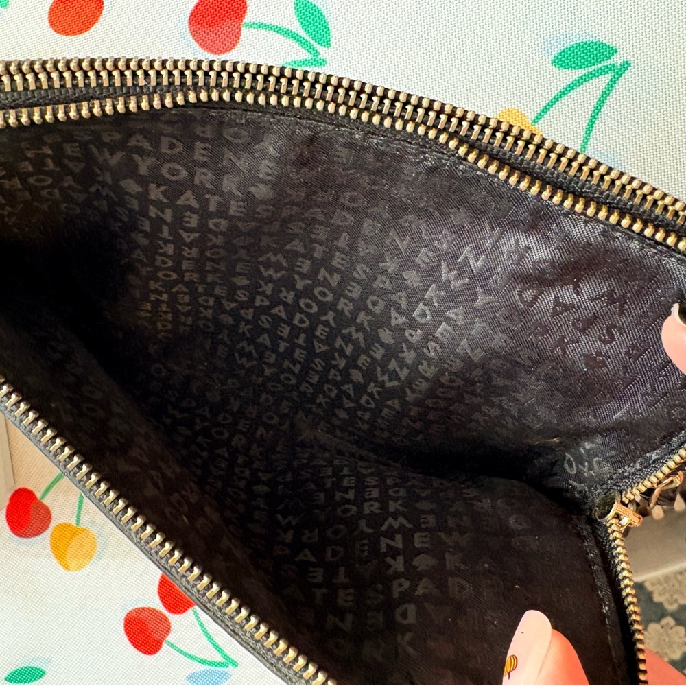 Kate Spade Vintage Black Leather Double Wristlet/Clutch  EUC - Picture 3 of 6